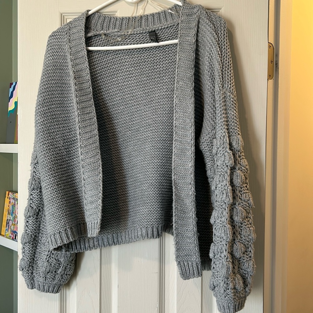 Francesca's Harper Heritage Chunky Embellished Balloon Sleeve Cardigan M